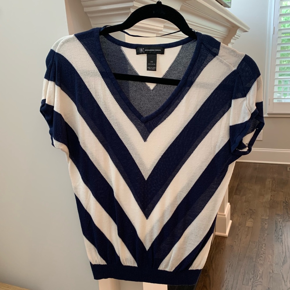 Navy and white striped shirt